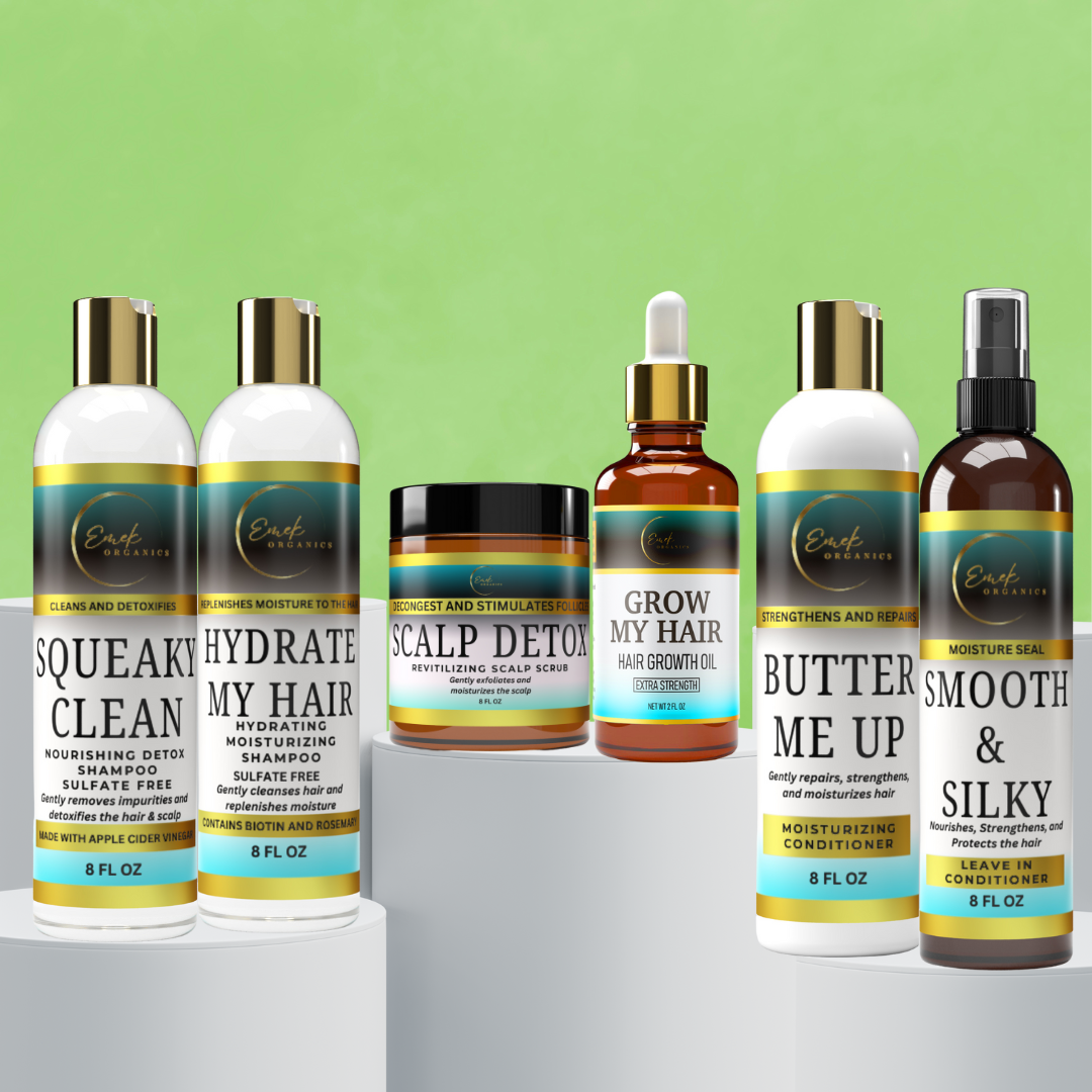EMEK ORGANICS COMPLETE HAIR CARE BUNDLE, FOR HAIR LOSS, THINNING OR EXCESSIVE SHEDDING