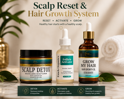 Scalp Reset & Hair Growth System | Scalp Detox + Follicle Activator + Hair Growth Oil for Thinning Hair & Shedding