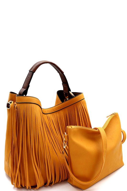 Gold Tassel Handbag w/ mini bag