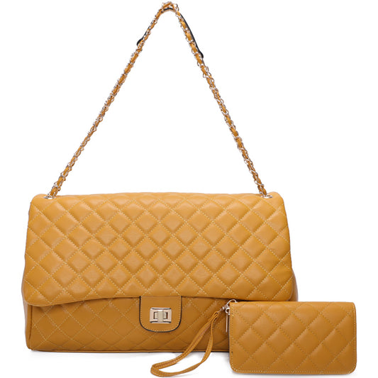 Gold XL Shoulder Bag w/wallet