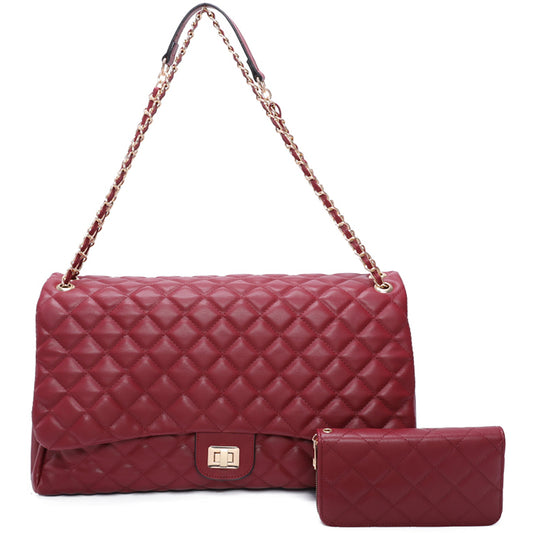 Burgundy Xl Shoulder Bag w/wallet