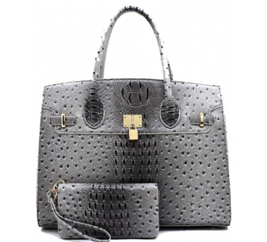 Grey Handbag Set w/wallet