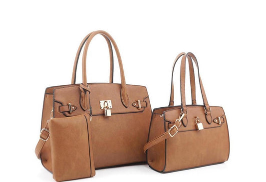 Brown 3 Piece Handbag Set