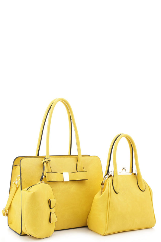 Yellow 3 Piece Handbag Set