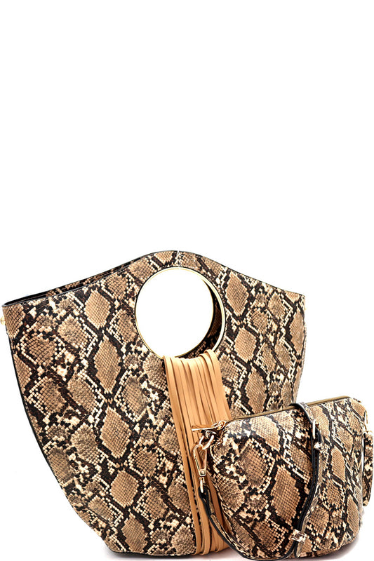 Taupe 2 Piece Handbag Set