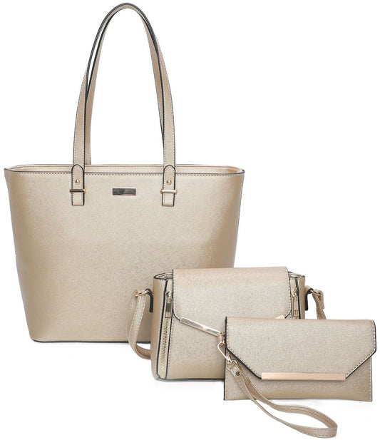 Gold 3 Piece Handbag Set
