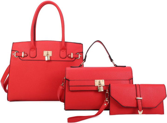 Red 3-Piece Handbag Set
