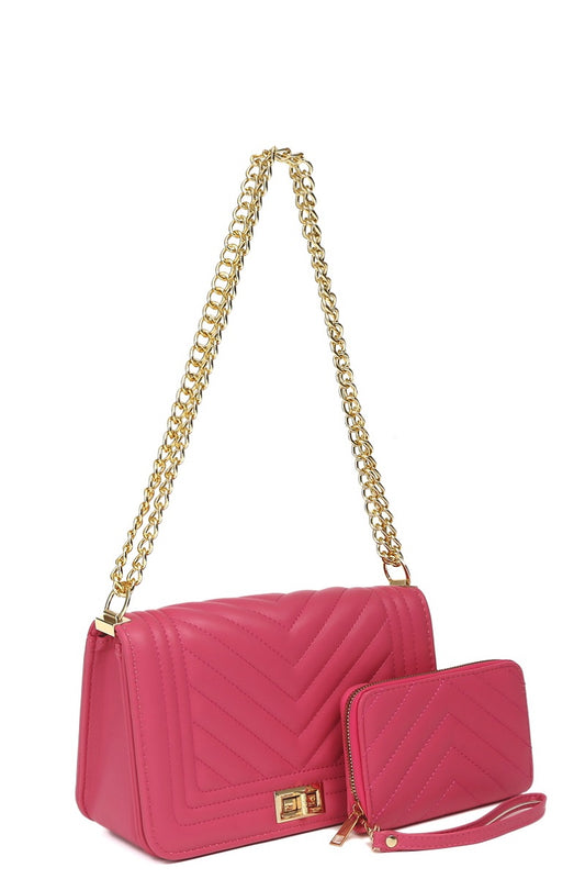 Fuchsia 2 Piece Handbag Set
