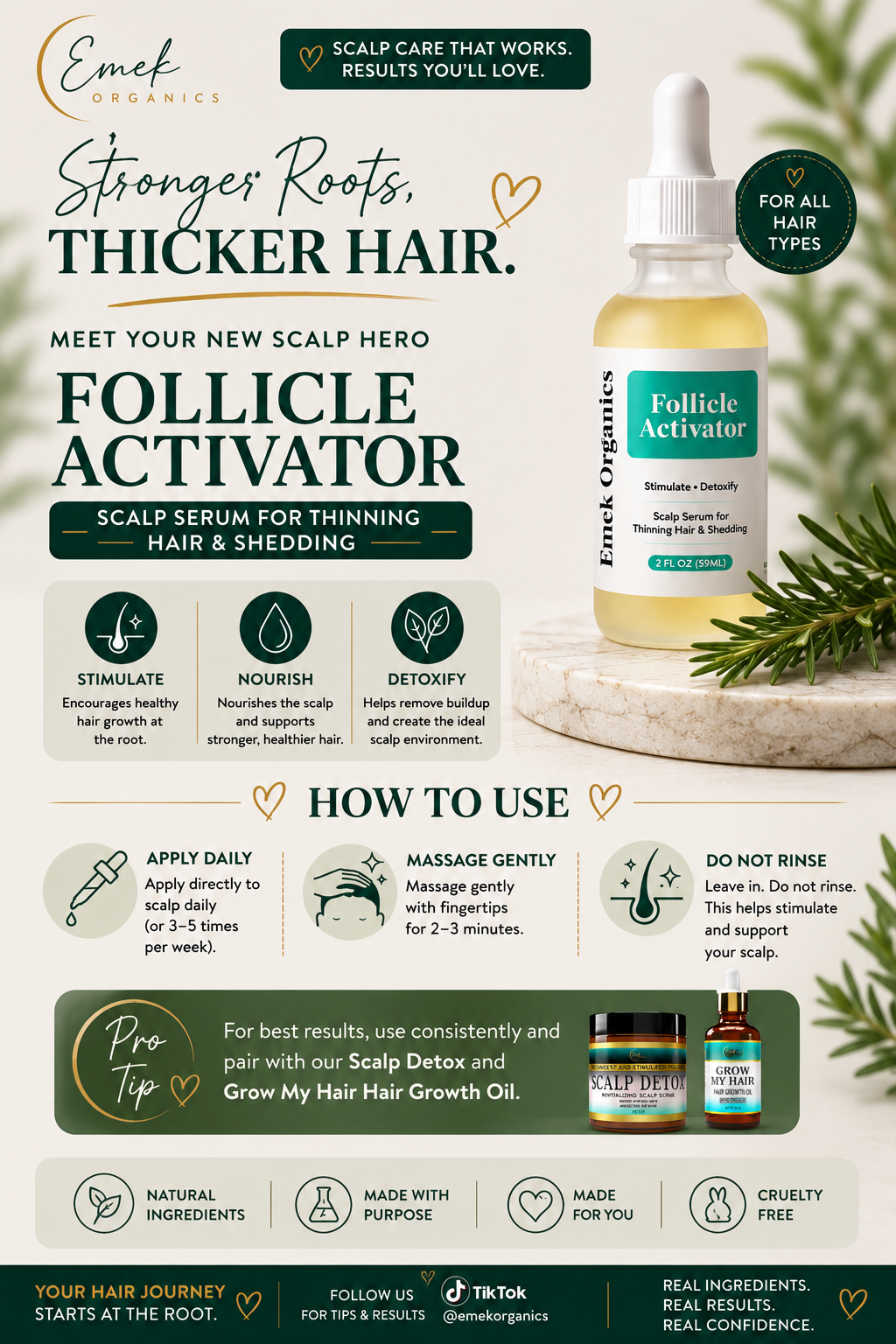 Follicle Activator Scalp Serum for Thinning Hair & Shedding | Emek Organics