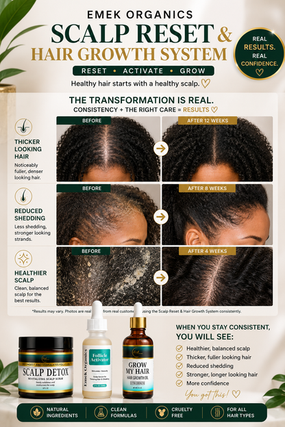 Scalp Reset & Hair Growth System | Scalp Detox + Follicle Activator + Hair Growth Oil for Thinning Hair & Shedding