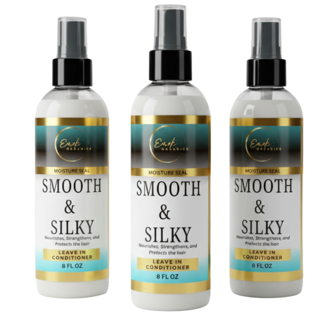 EMEK ORGANICS SMOOTH & SILKY LEAVE IN HAIR CONDITIONER TREATMENT, FRIZZ CONTROL, DETANGLER, HEAT PROTECTANT