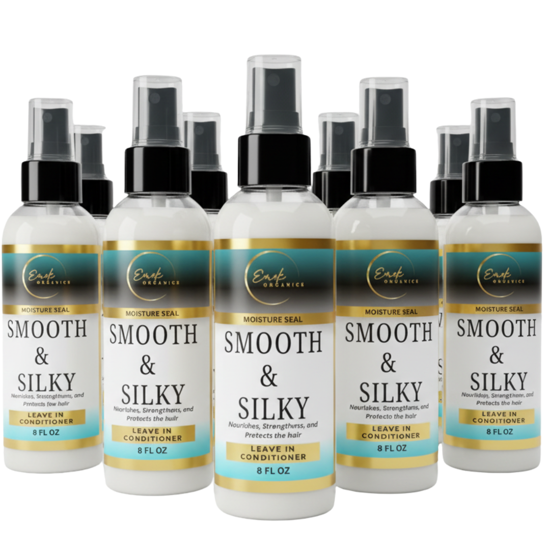 EMEK ORGANICS SMOOTH & SILKY LEAVE IN HAIR CONDITIONER TREATMENT, FRIZZ CONTROL, DETANGLER, HEAT PROTECTANT