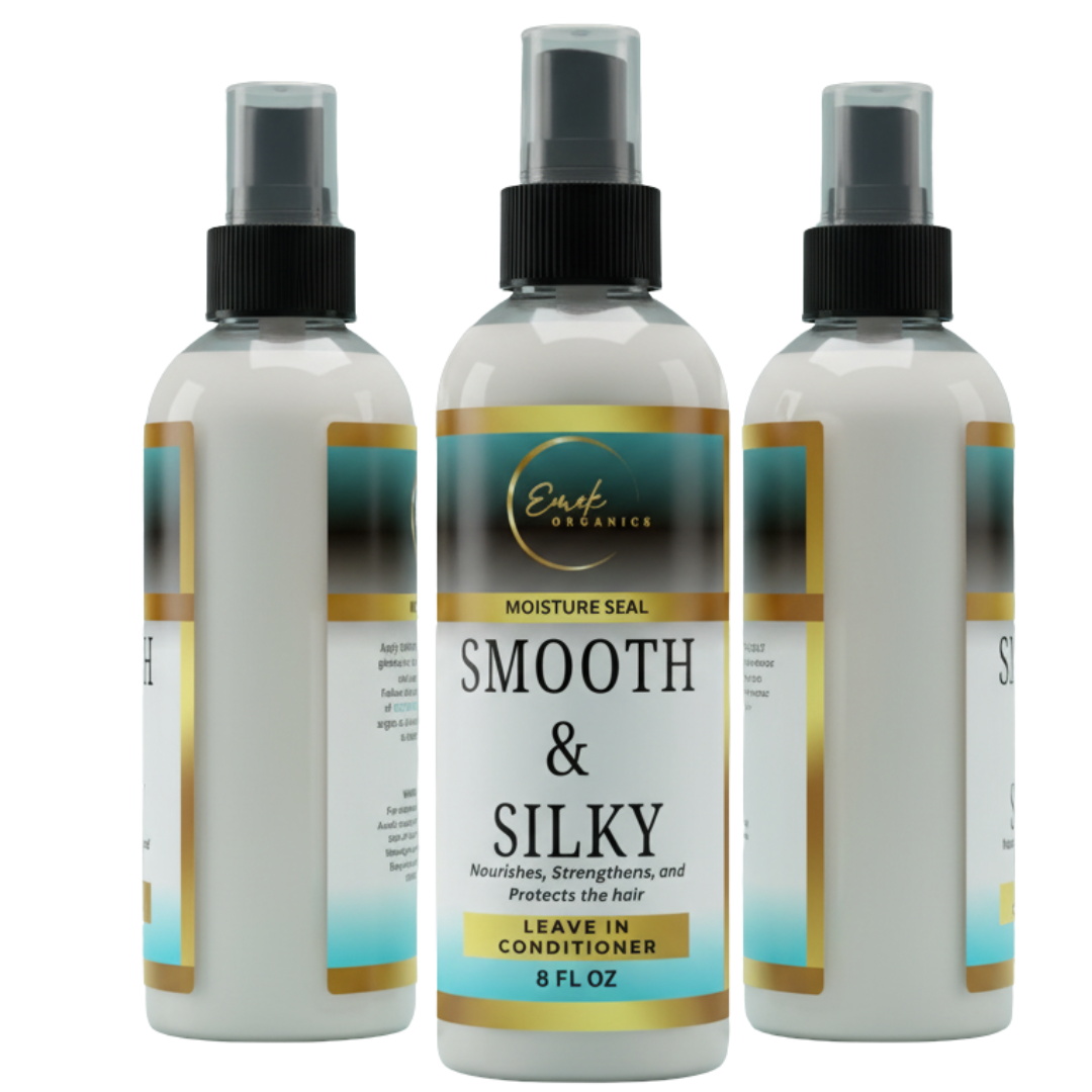 EMEK ORGANICS SMOOTH & SILKY LEAVE IN HAIR CONDITIONER TREATMENT, FRIZZ CONTROL, DETANGLER, HEAT PROTECTANT